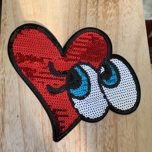 Heart Patch, Goggleye Heart Patch, Embroidered Accessory for Clothing, Bags, and More Iron on or sew it on