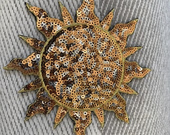 Sun Solar planet patch, Solar eclipse, iron on patch, embroidered patch, applique, Sew on patch, crafts, jacket, mask, clothing, DIY, sequin