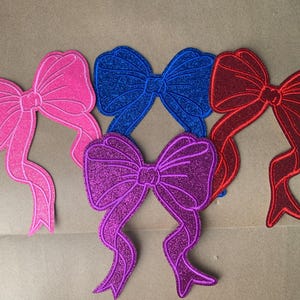 Colorful Bowknot Glitter Patch, Embroidered Bow Patch, Iron On Patches Patch, Embroidered, Choose Color