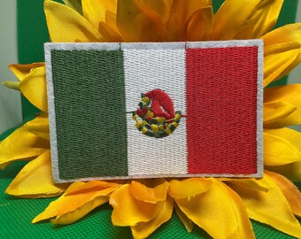 Mexico Flag Patch, Mexico, Sports, Embroidery Patch, Iron On Patches, Sew on Patches, Clothing Patch, (3.5Wx2.25H”)