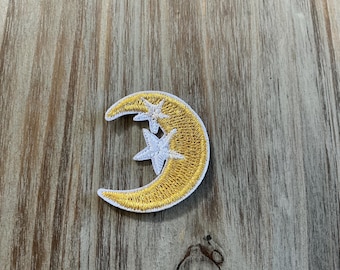 Star and Moon Iron-On Patch, Star Badge, Patch, DIY Embroidery, Embroidered Badge, Applique Embroidery Patch Iron On or Sew-On