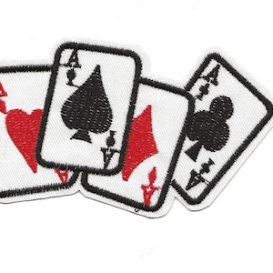 Playing Card Four Aces Iron On Patch Sew On, Applique, DIY Patch, Embroidered Patch, Clothing Patch, Jacket Patch, Apparel Essentials