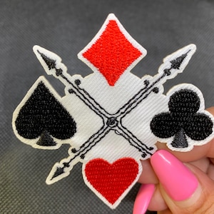 Playing Card Patch, Ace of Spades Poker Cards, Poker Card Symbol Patches, Playing Cards Embroidered Patch, Club Patch, Poker Patch