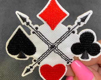 Playing Card Patch, Ace of Spades Poker Cards, Poker Card Symbol Patches, Playing Cards Embroidered Patch, Club Patch, Poker Patch