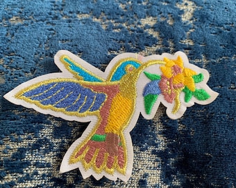 Hummingbird patch, Iron On Patch Embroidered DIY Iron-on, Sew-on, crafts, jacket, clothing, DIY, motif, humming bird patch
