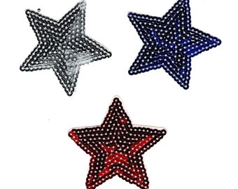 Star Patch, Sequin iron on patch, embroidered patch, sew on patch, applique, embroidered patch, applique, Sew on patch