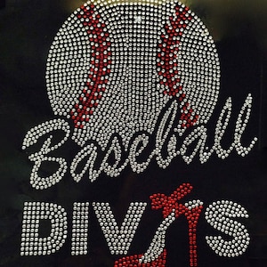 May include: A black t-shirt with a rhinestone design of a baseball and the words "Baseball Divas" with a red high heel shoe.