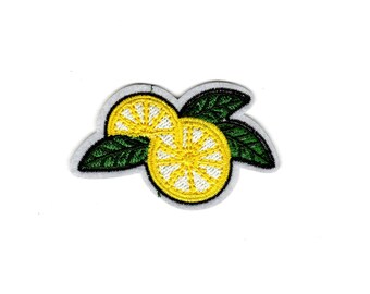 Lemon Patch, Embroidered Lemon Iron On Patch, Citrus Fruit Applique, Yellow Lemon Slice Patch, Cute Summer Badge for Jackets Bags Hats