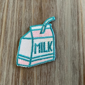 Milk Patch, Iron On or Sew On Patch, Milk Carton (1.5” x 2”)