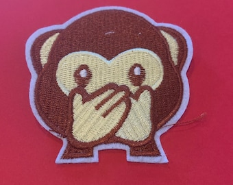 Monkey Iron On Patch, tortoise, Badge, Vintage Decorative Patch, DIY Embroidery, Embroidered, Applique, Animal, jungle, monkies