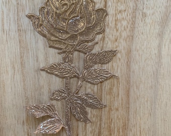 Gold Flower Metallic Iron On, Embroidered Applique, Patch, Supplies Decorative Embroidery Sew on or iron on