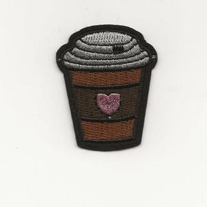 Coffee CupPatch, Hot Chocolate Cup Patch, Iron on Patch, Accessory for Jean Clothing and Bags DIY MOTIF, Applique, Embroidery, Easy to Apply