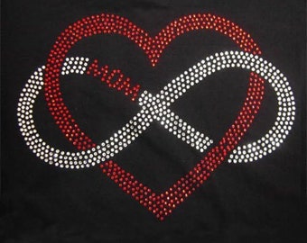 Infinity Rhinestone Heart Iron on Hot Fix Motif Applique Mother's Day Mom Grandmother Heat Press Crystal MOTIF Bling Hot Fix - DIY Shirt