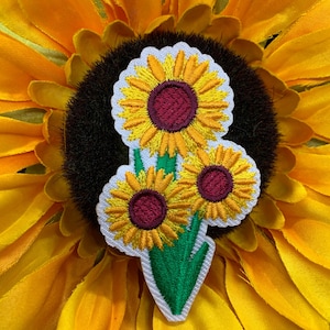 Sunflower Patch, Sunflower Iron-On Patch, Sunflower Iron-On Badge