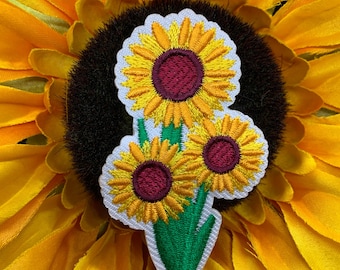 Sunflower Patch Iron Sew On Clothes T Shirt Dress Jeans Flower Embroidered Badge - Foto 7