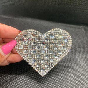 Heart Rhinestone Applique Patch, Crystal Heart Patch Supplies for Coat, T-Shirt, Costume Decorative Applique Patches