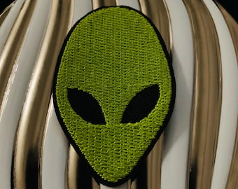 Alien Patch, UFO extraterrestrial patch, iron on patch, embroidered patch, applique, Sew on patch, crafts, clothing patch, space