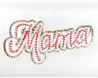 Mama Chenille Patch, Baseball Mama Patch, Iron on Patch Chenille Patch Embroidered Sew-on, applique, crafts, jacket, clothing, DIY, motif