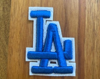 LA Iron On Patch, Vinyl Player Badge, Vintage Decorative Patch, DIY Embroidery, Embroidered Applique, Los Angeles Baseball