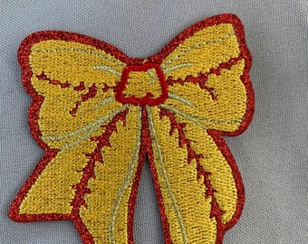 Softball patch, bow patch, bow patch, trucker hat patch, game day patch, coquette patch, embroidery patch, iron on patch