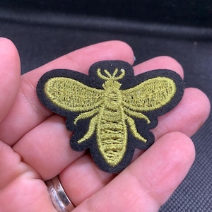 PATCH Gold Bee, Iron On Patches Embroidered Applique