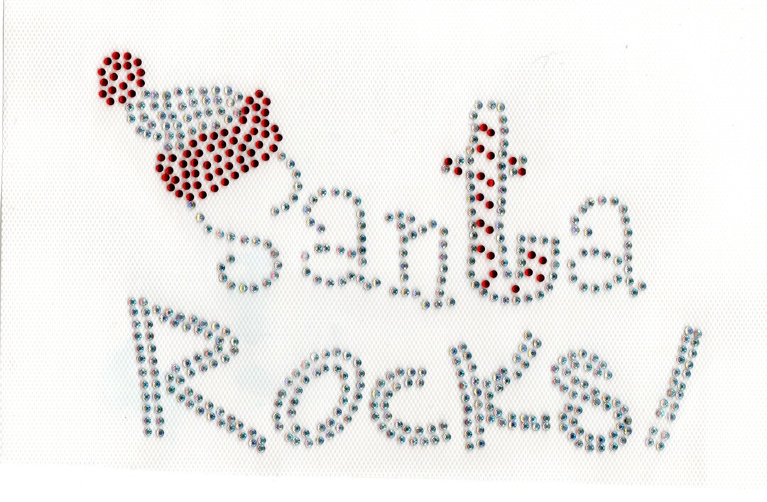 Santa Rocks Rhinestone Iron on Heat Press Crystal MOTIF Crystal ...