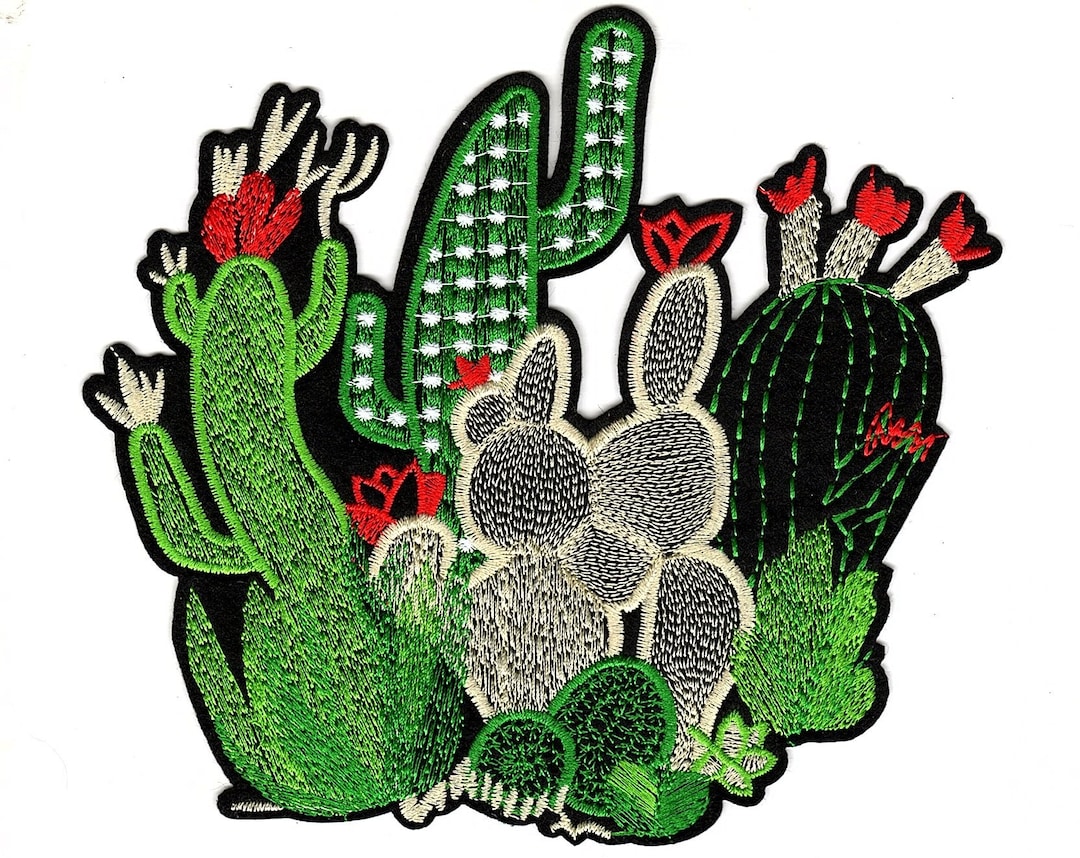 Iron On Cactus Patches - 10 Styles - Small Embroidered Appliqué Cacti - Foto 11