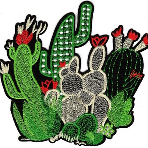 Cactus Succulent Nopales Embroidery Patch Iron On or Sew-On Accessory Clothing and Bags Badge Applique Trendy decorations Decorative
