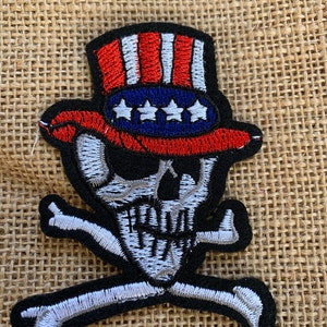 Skull patch, iron on patch, embroidered patch, applique, Sew on patch, crafts, jacket, mask, clothing, cross bones bikers patch