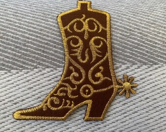 Cowboy Boot Patch, Western patch, iron on patch, embroidered patch, applique, Sew on patch, crafts, jacket, mask, clothing, DIY