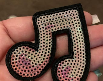 Music Patch, Music Note Patch, Music Badge Patch for Applique, DIY Accessory or Crafts, Sequin Patch,I ron on Patch, Trendy Patch, DIY Bag
