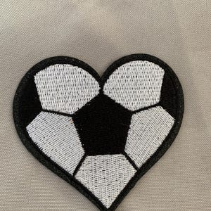 Soccer Patch, Soccer Ball Heart Patch Sport Love Embroidered Iron