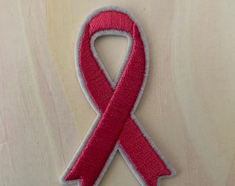 Pink Ribbon Iron On Patch - Embroidered Applique