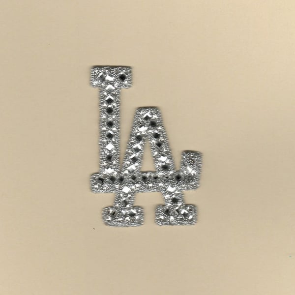 LA Los Angeles Dodgers Applique, Patch, Supplies Iron On Costume Decorative Rhinestone, Clear Diamond Rhinestones