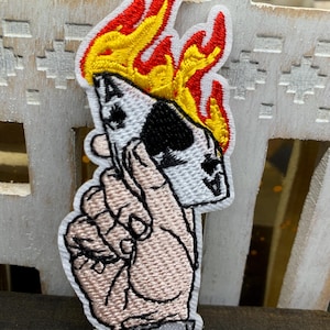 Burning spade A patch, gamble patch, poker patch, iron on patch, embroidered patch, applique, patch for jacket, Clothing Patch, Fire Cards