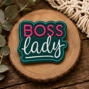Boss Lady Embroidered Patch, Girl Boss Iron On Applique, Pink Teal Boss Patch, Women Empowerment Badge, Female Entrepreneur Gift