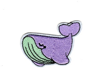Whale Iron On Embroidered Applique, sew on patch,  applique Embroidery Patch Iron On or Sew-On Ocean Sea Animal
