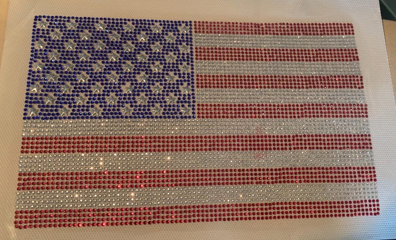 USA Flag Patch,usa Flag Rhinestone Iron on Heat Press Crystal Crystal ...