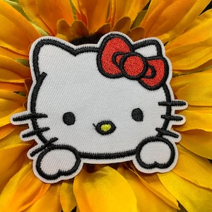 Kitty Embroidered Hello Kitty white cat, iron on patch embroidery