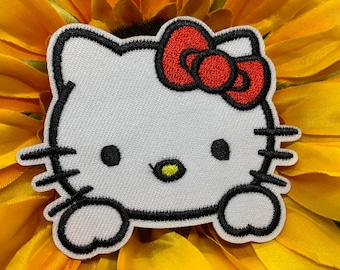 Kitty Embroidered Hello Kitty white cat, iron on patch embroidery