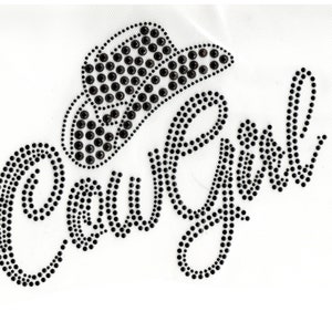 Cowgirl Rhinestone Stud Iron On Heat Transfer MOTIF Applique Hotfix Cow girl Country Western Fashion Theme shirt design Dancing
