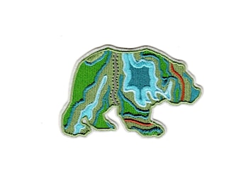 Bear Embroidery Iron On Patch Embroidered Sew patch Heat Adhesive Wild camp Tree Forest Adventure Camping Hiking Cub Mountain Adventure