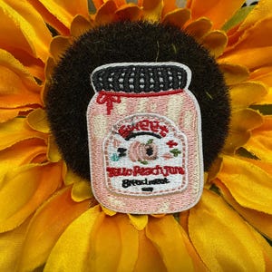 Peach Jam Iron On Patches Embroidered Applique, Embroidery Patch, DIY, Sew or Iron On Patches, Badge, (1.50Wx1.75H”)