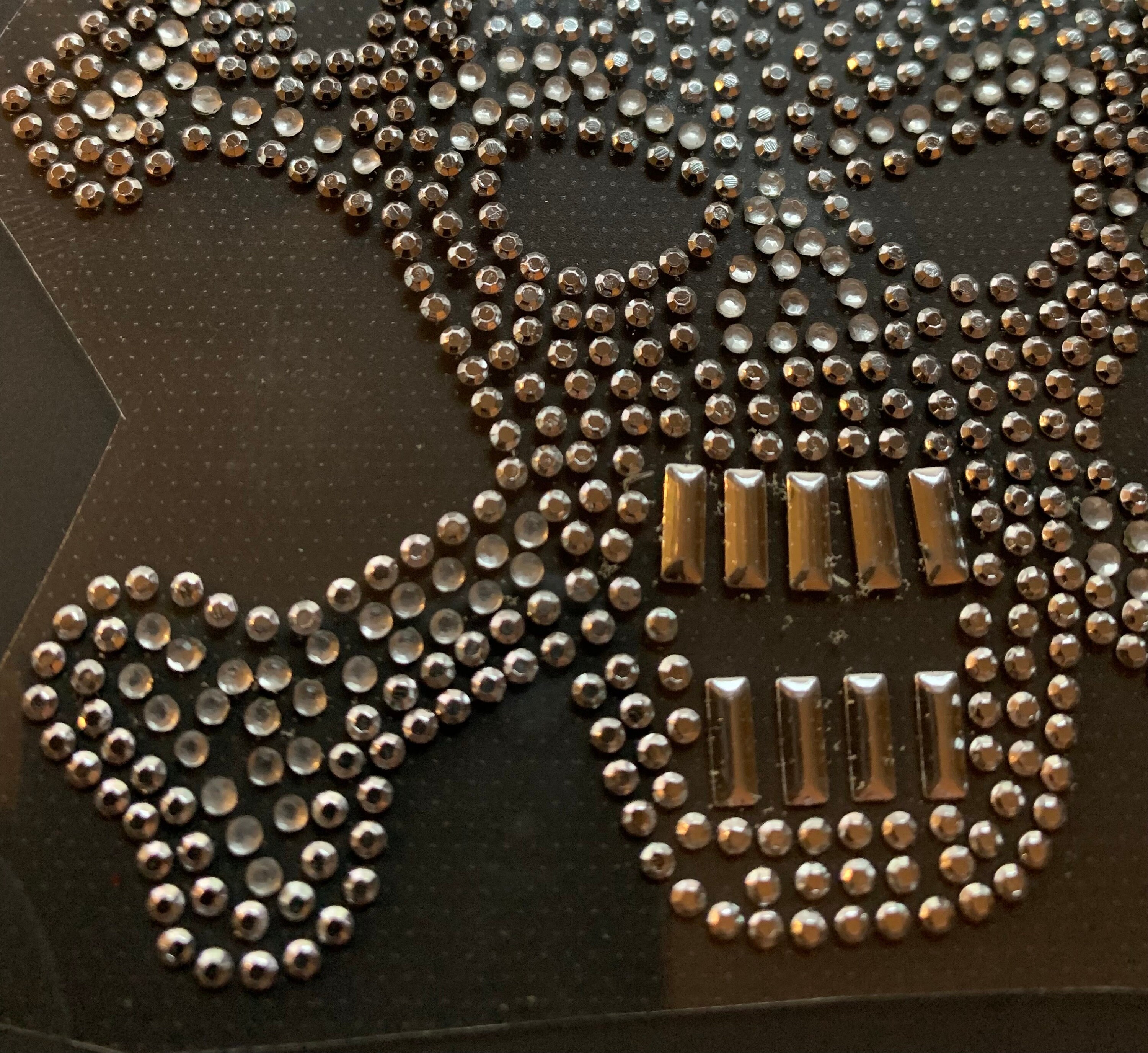 Skull Rhinestone Transfer Skull Rhinestone Iron on Heat Transfer MOTIF Applique Hotfix Skeleton ...