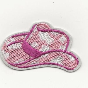 Cowgirl Pink Hat Iron On Patch, Western Patches, Sew On Appliqué, Cowboy Hat, Cowgirl, Country, Trucker Hat, YeeHaw, line dancing