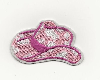 Cowgirl Pink Hat Iron On Patch, Western Patches, Sew On Appliqué, Cowboy Hat, Cowgirl, Country, Trucker Hat, YeeHaw, line dancing