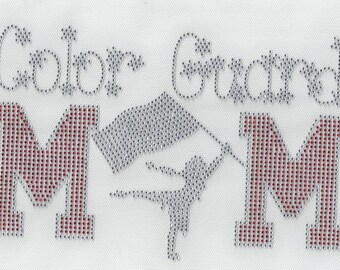 Color Guard Marching Band Rhinestone Iron On Heat Transfer MOTIF Applique Hotfix Crystal Bling DIY Shirt Blue Red Gold