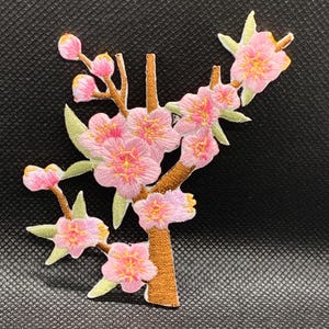 Cherry Blossom Patch, Pink Flower Patch, Embroidery patch badge Iron On or Sew On Accessory for Clothing and Bags plus much more