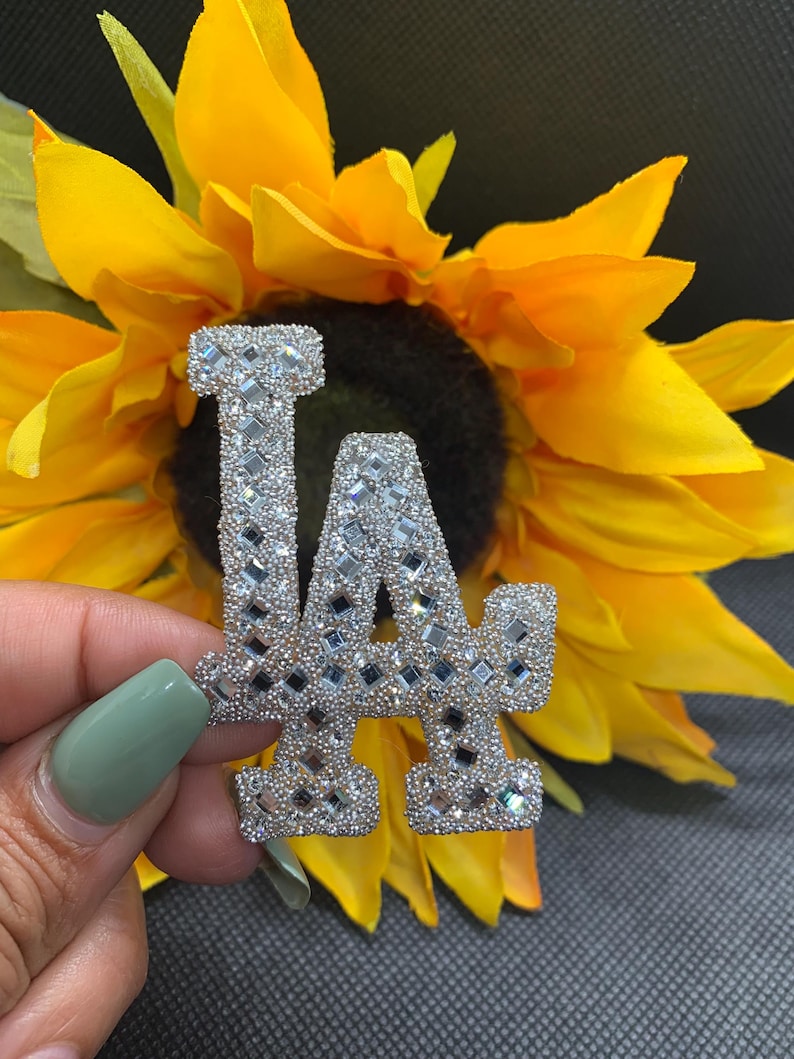 LA Patch, Rhinestone Patch Iron on Patch, Size 1.5