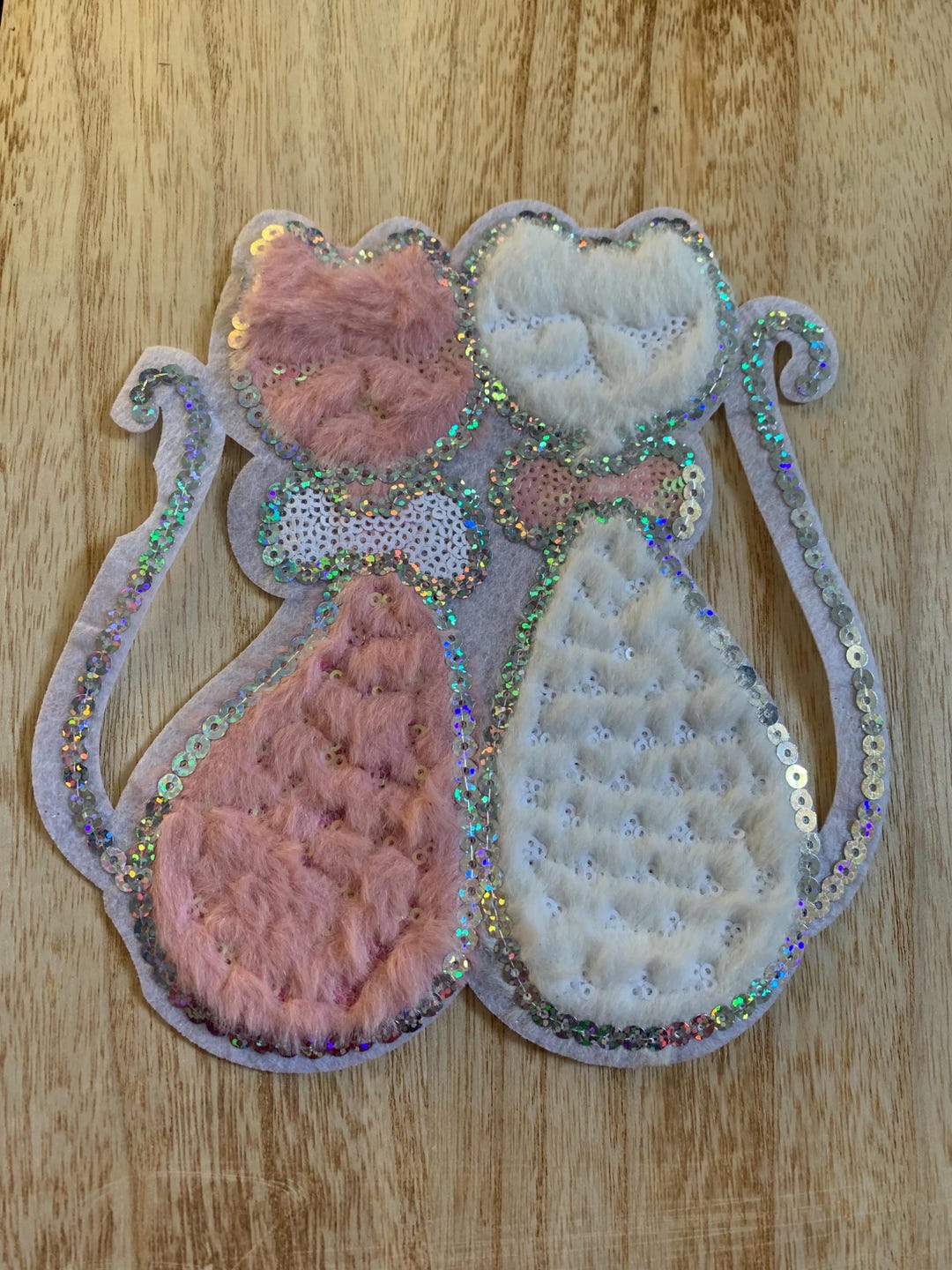 Pink Patch Kitten Cat Patch, Pink and White Cat Iron on Patch, Embroidered Sew on Patch ...